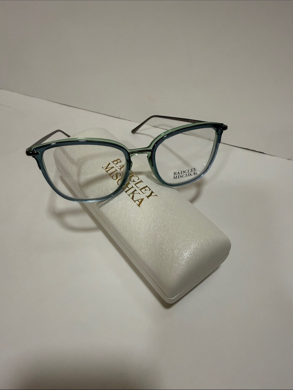 NWT Badgley Mischka Angeline Teal blue green Gradient Ophthalmic Optical frame